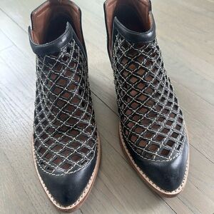 Black and Silver Mesh Ankle Boots